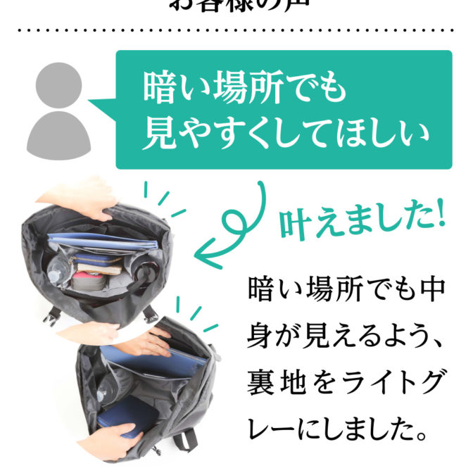 バッグインバッグ リュック用 ポイント3
